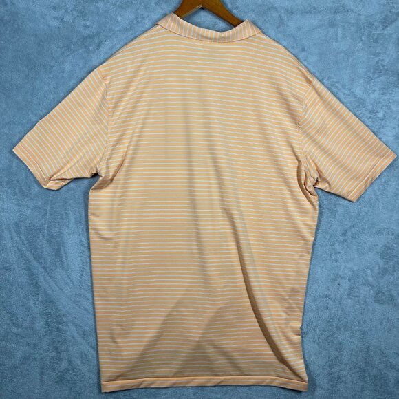 Peter Millar Summer Comfort Mens Performance Orange‎ Blue Striped Polo Shirt XXL - Picture 7 of 7